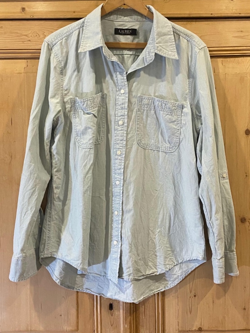 Lauren Ralph Lauren Denim Long Sleeve Cotton Shirt Size Large